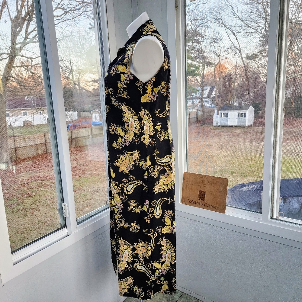 Studio 1 Black Yellow Paisley Sleeveless Dress & Short Sleeve Jacket 2 Piece Set - Picture 8 of 16